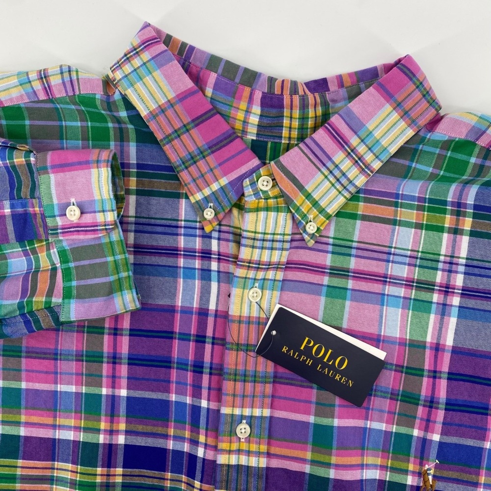 Polo Ralph Lauren Button Down Shirt Mens 4XLT Multi Plaid Long Sleeve Cotton